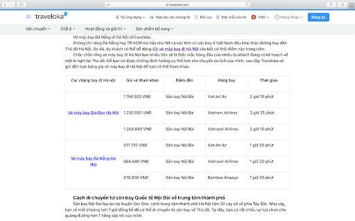 Vé máy bay tham khảo trên ứng dụng So Sánh Tour