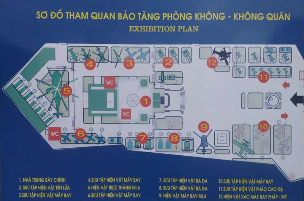 Sơ đồ tham quan bảo tàng phòng không - không quân