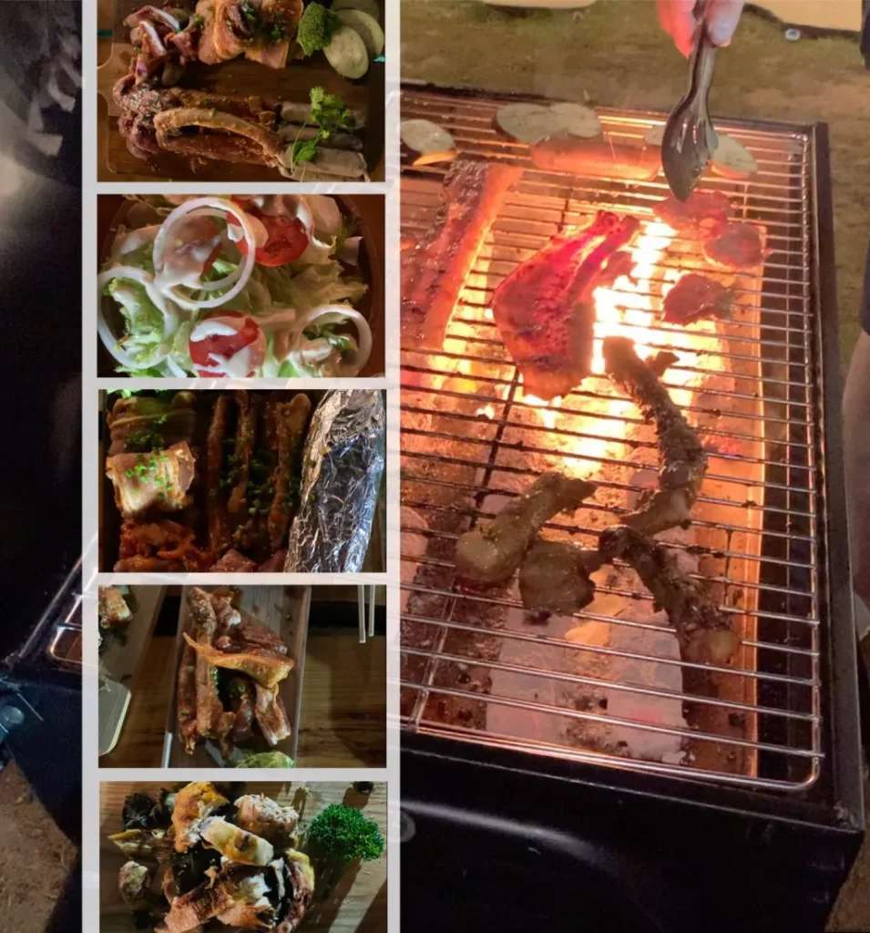 BBQ buổi tối với nhiều món nướng - Cloud View Glamping