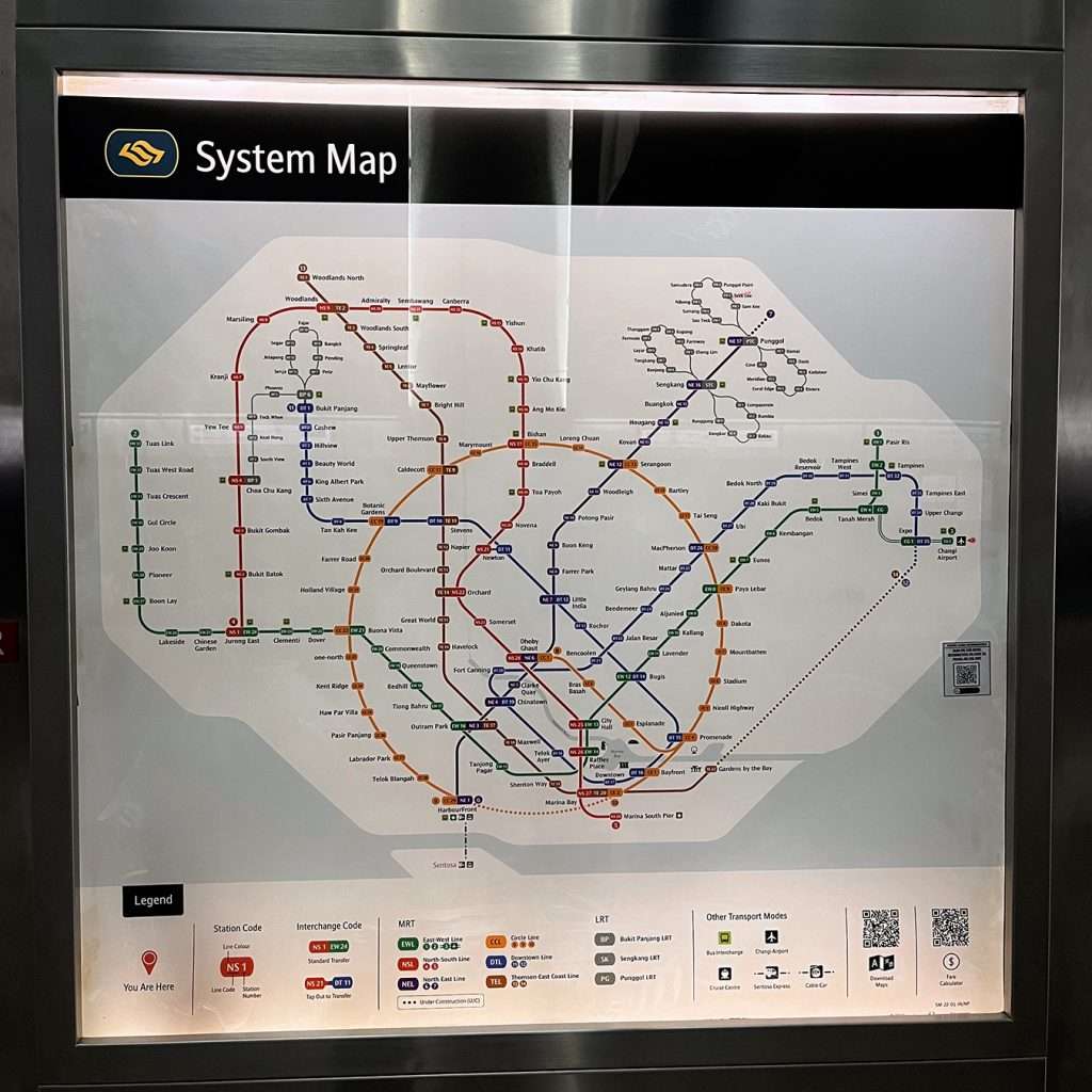 Bản đồ tàu điện ngầm ở Singapore với 4 line chính