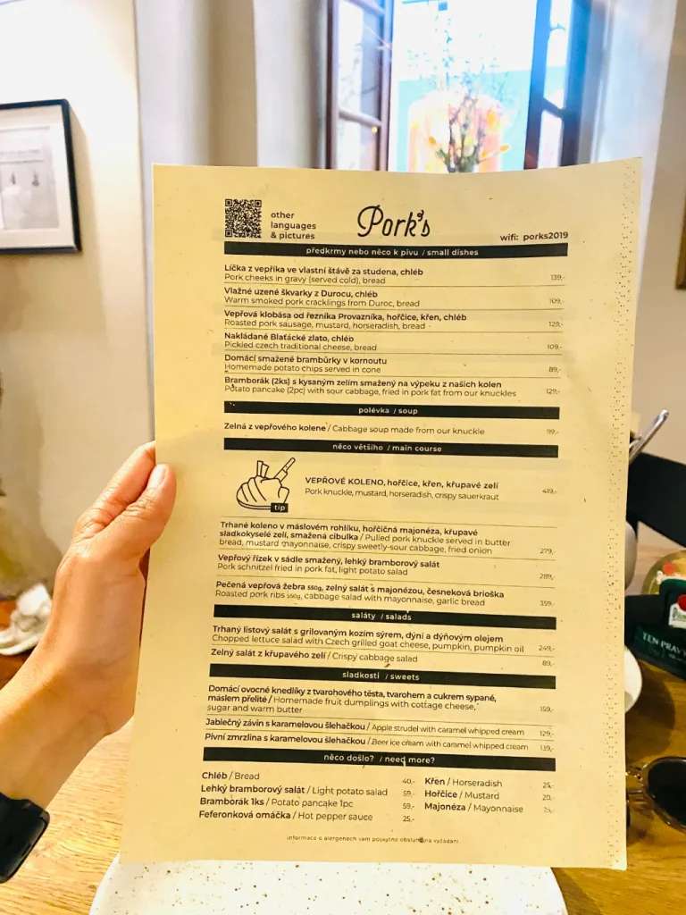 Menu - du lịch Praha