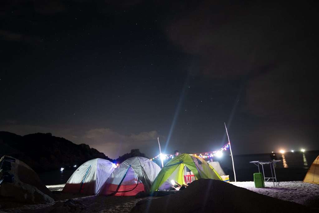 Bãi camping về đêm