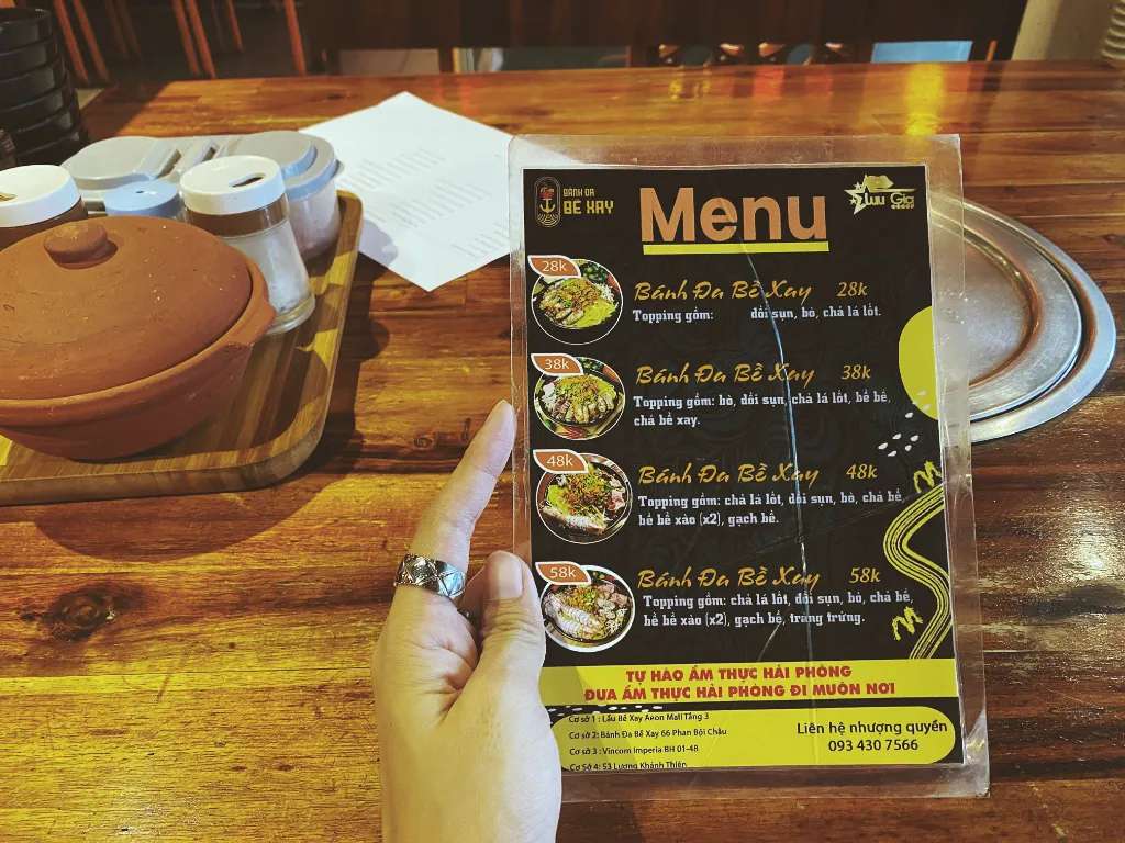 Menu của quán