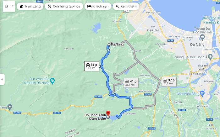 Hướng đi từ trung tâm thành phố đến Đồng Xanh Đồng Nghệ 